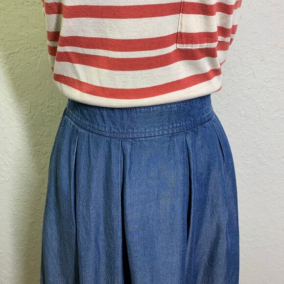 ODILLE Anthropologie Dress 2 Striped Scoop Neck Chest Pocket Chambray Skirt - Picture 6 of 14